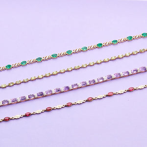 Necklaces made with colored birthstones